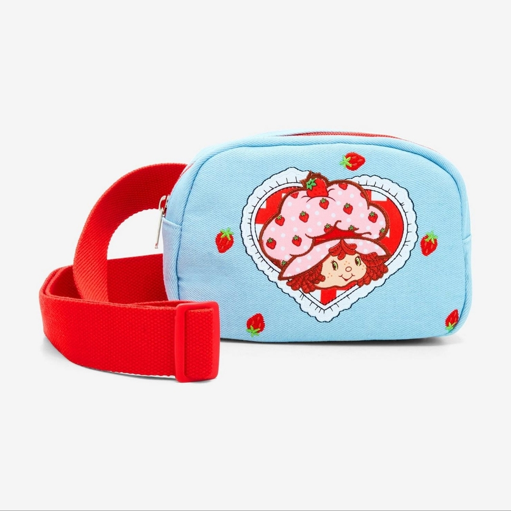 Strawberry Shortcake Gingham Embroidered Denim Belt Bag NWT